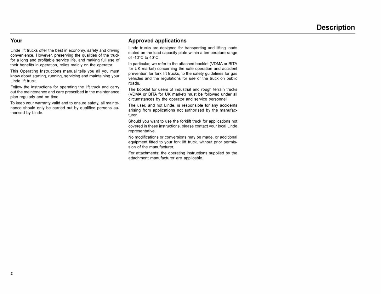 Linde Electric Forklift Truck E35P-02, E40P-02, E48P-02 Series 337 Operating Instructions ( User Manual ) preview img 4