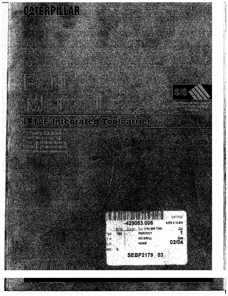 Caterpillar IT12F parts manual. preview img 1