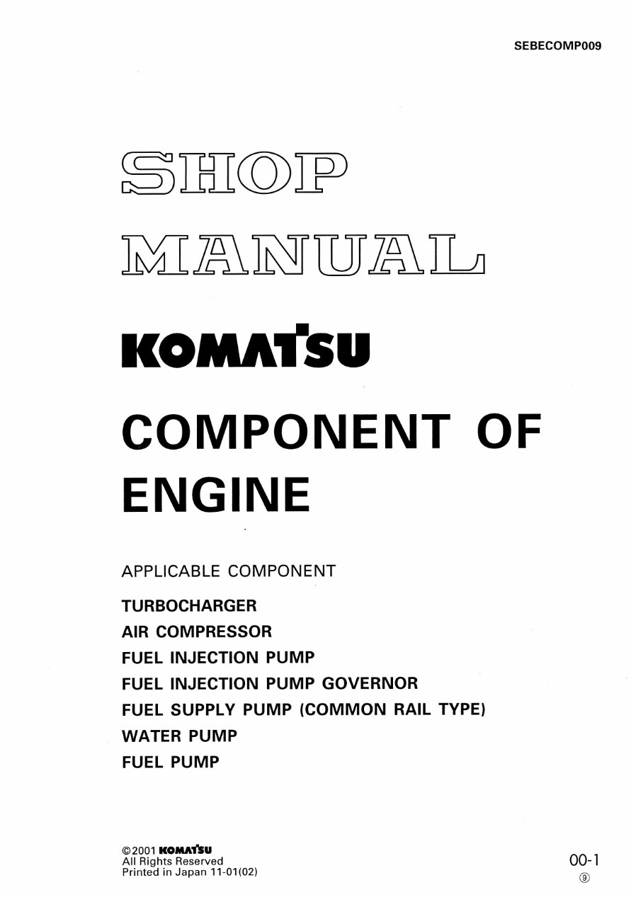 Komatsu Component OF Engine KTR100 KTR110 KTR130 KTR150 Workshop Service Repair Manual preview img 1