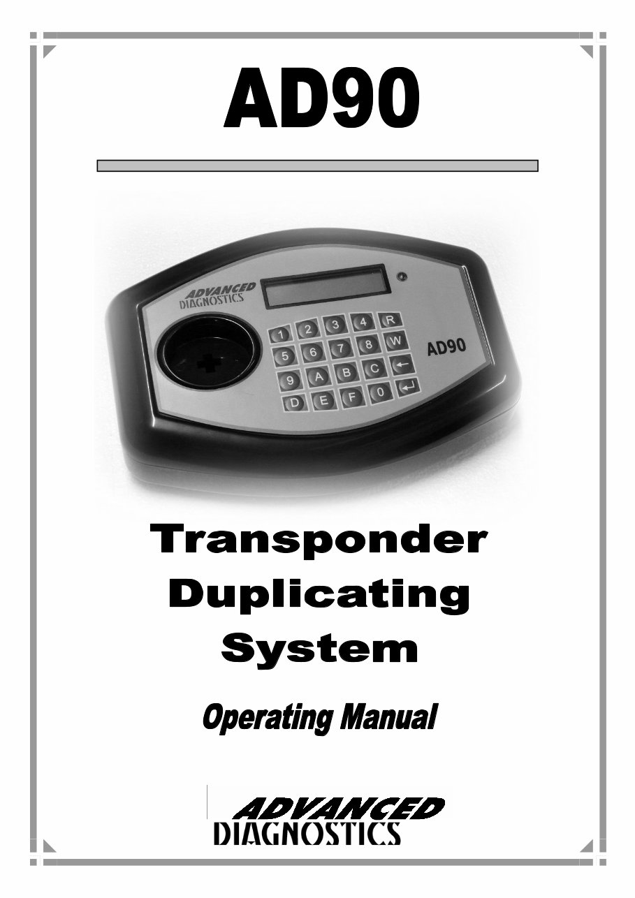 User Operating Manual Transponder Key Duplicator AD90 preview img 1