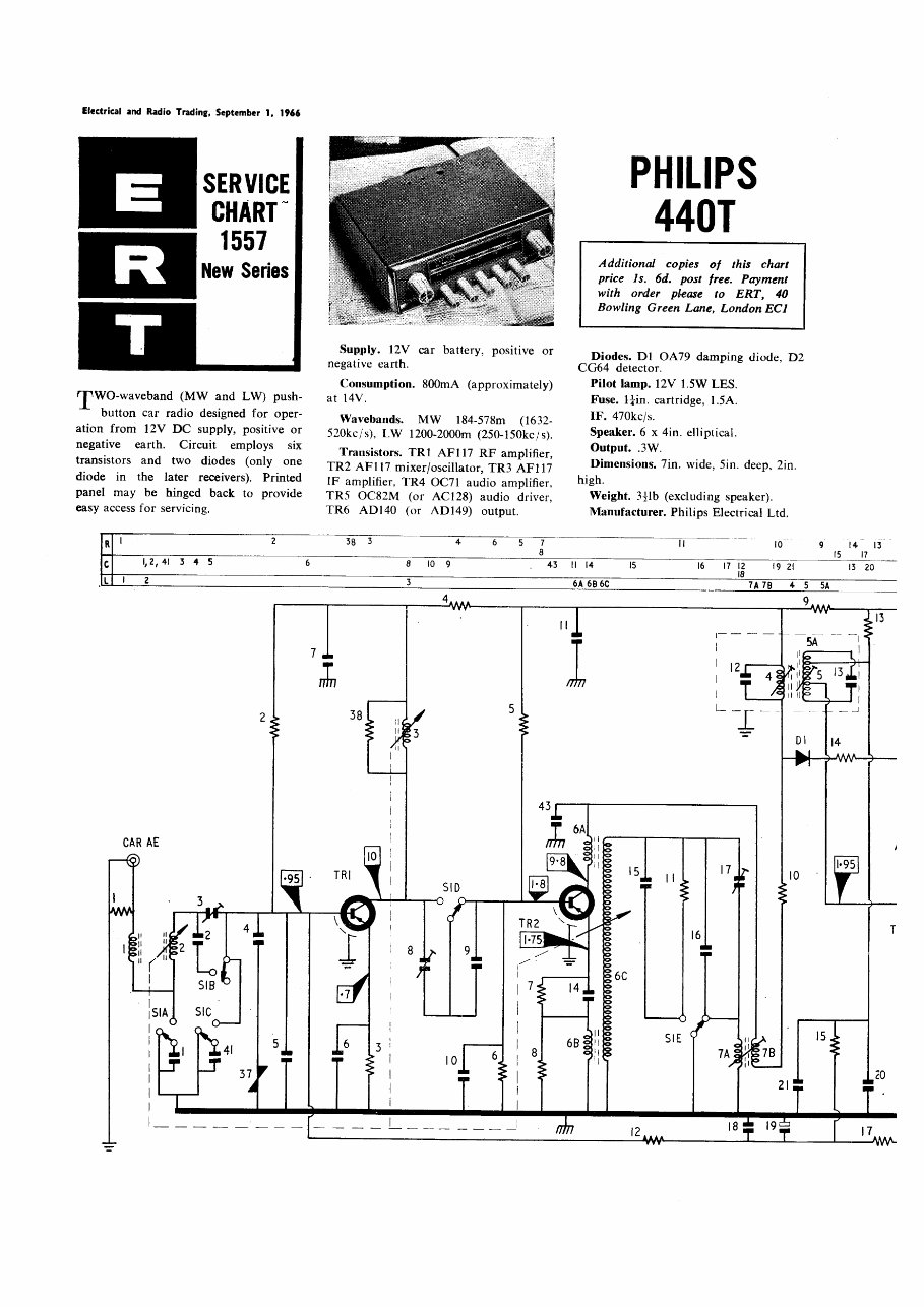 Philips 440T CAR RADIO Service Sheet / Repair Manual preview img 1