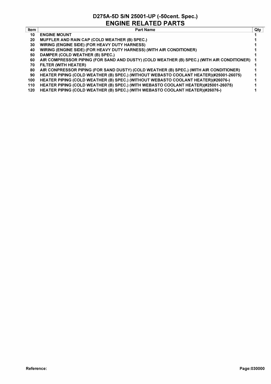 Komatsu D275A-5D Bulldozer Parts Catalogue Manual - SN 25001 and UP preview img 2
