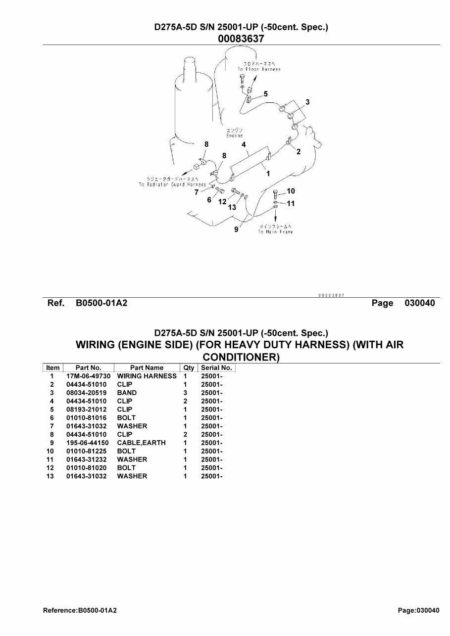 Komatsu D275A-5D Bulldozer Parts Catalogue Manual - SN 25001 and UP preview img 7