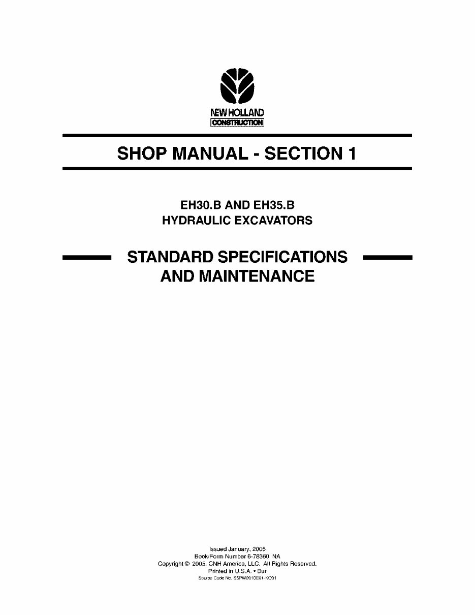 New Holland CE EH30.B, EH35.B Service Manual preview img 3