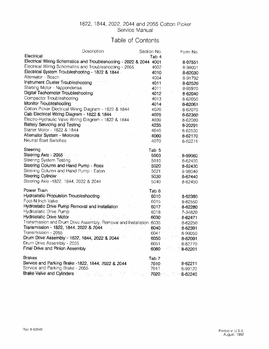 Case IH 1800, 1822, 1844, 2000, 2022, 2044, 2055 Service Manual preview img 2