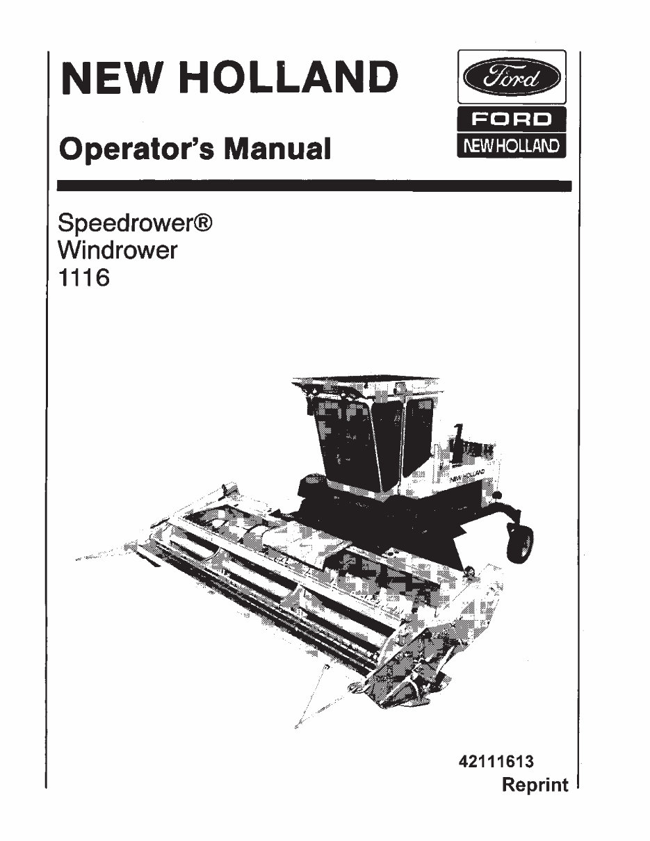 New Holland 1116 Operators Manual preview img 1