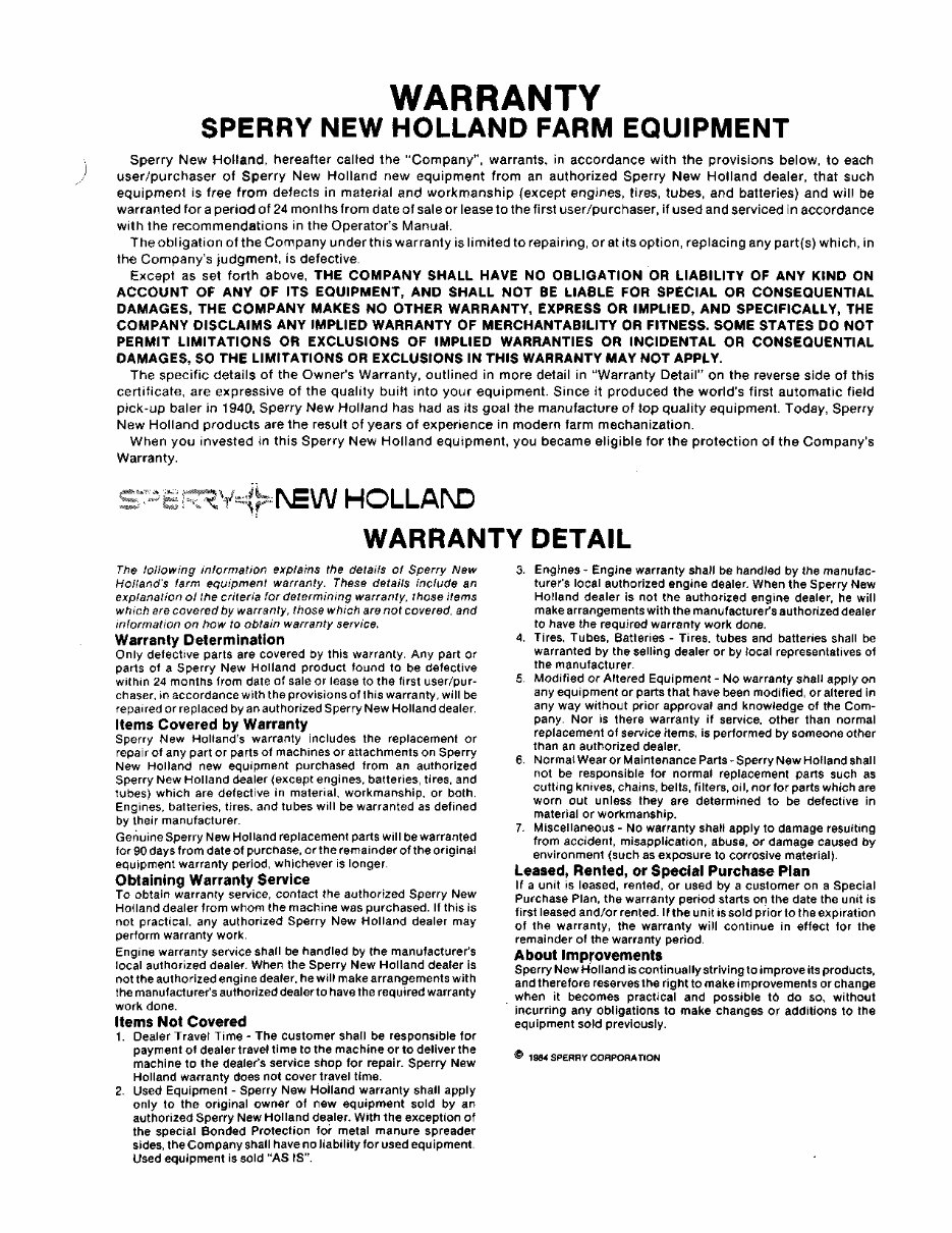 New Holland 1116 Operators Manual preview img 3