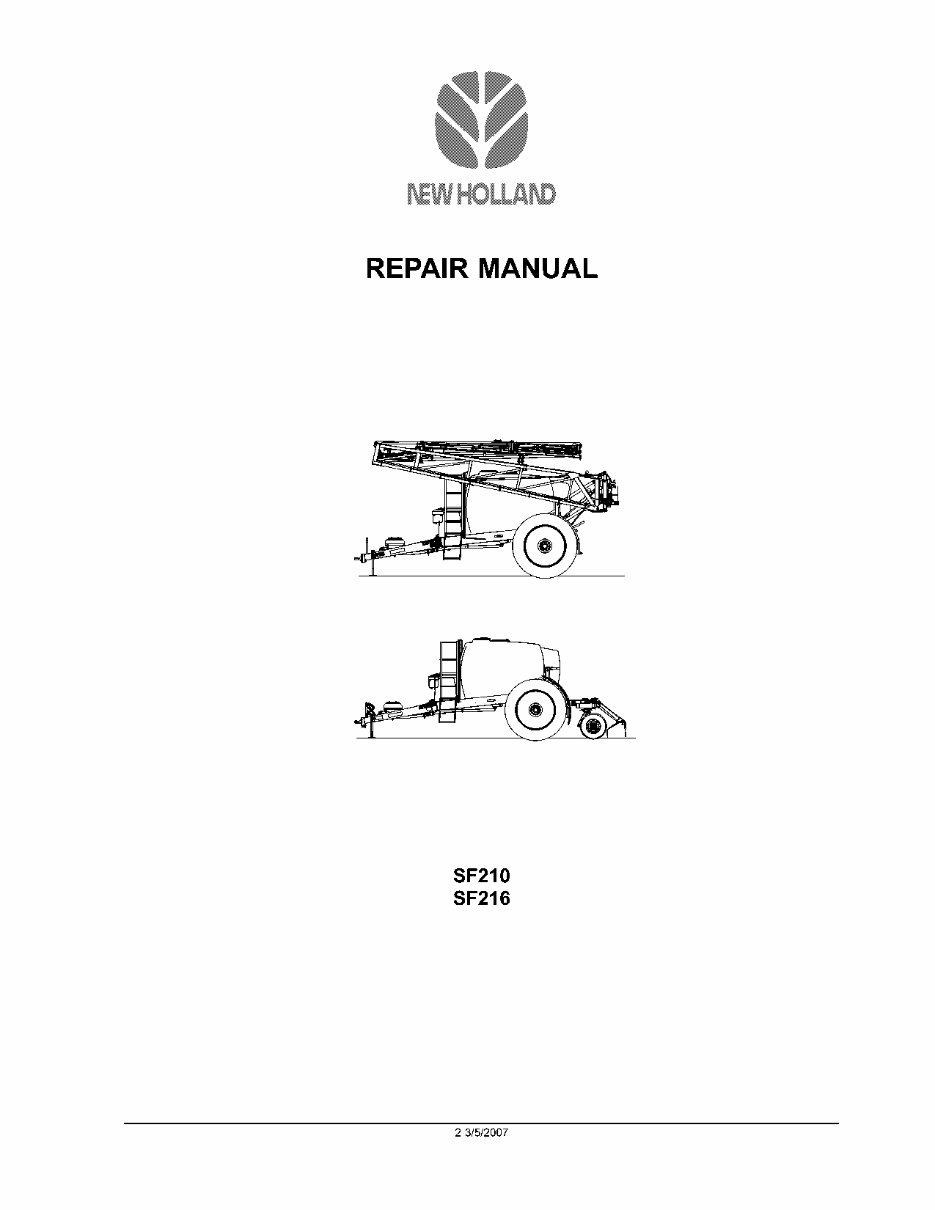 New Holland SF210, SF216 Service Manual preview img 1