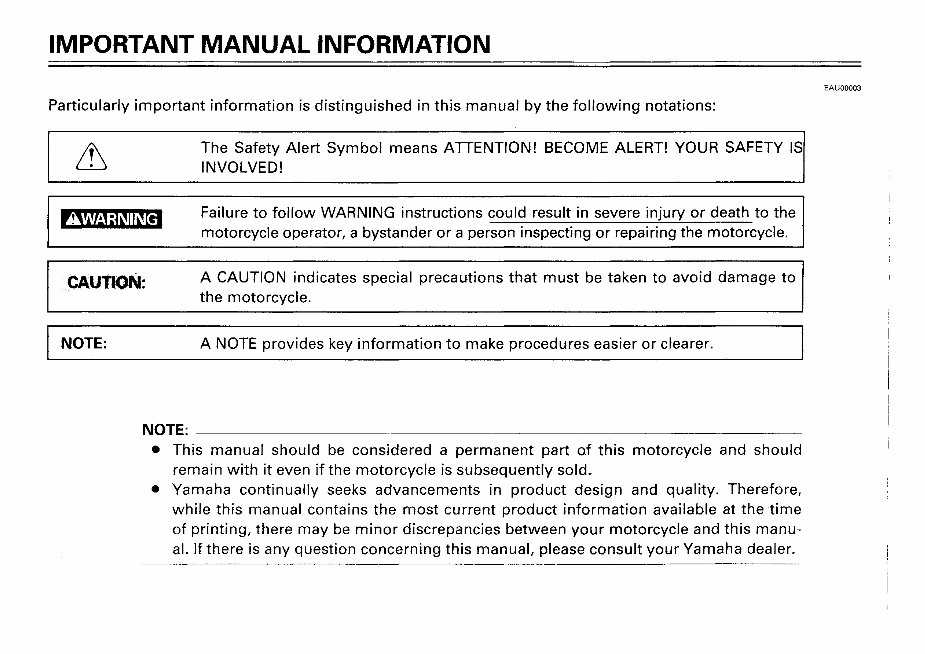 YAMAHA XT225 Owners Manual preview img 5