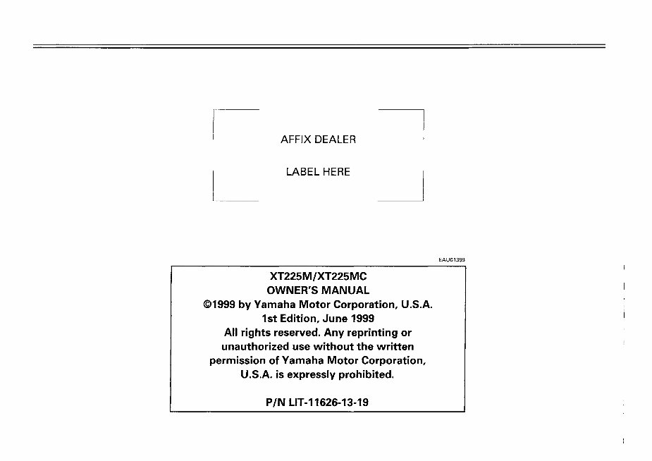 YAMAHA XT225 Owners Manual preview img 7