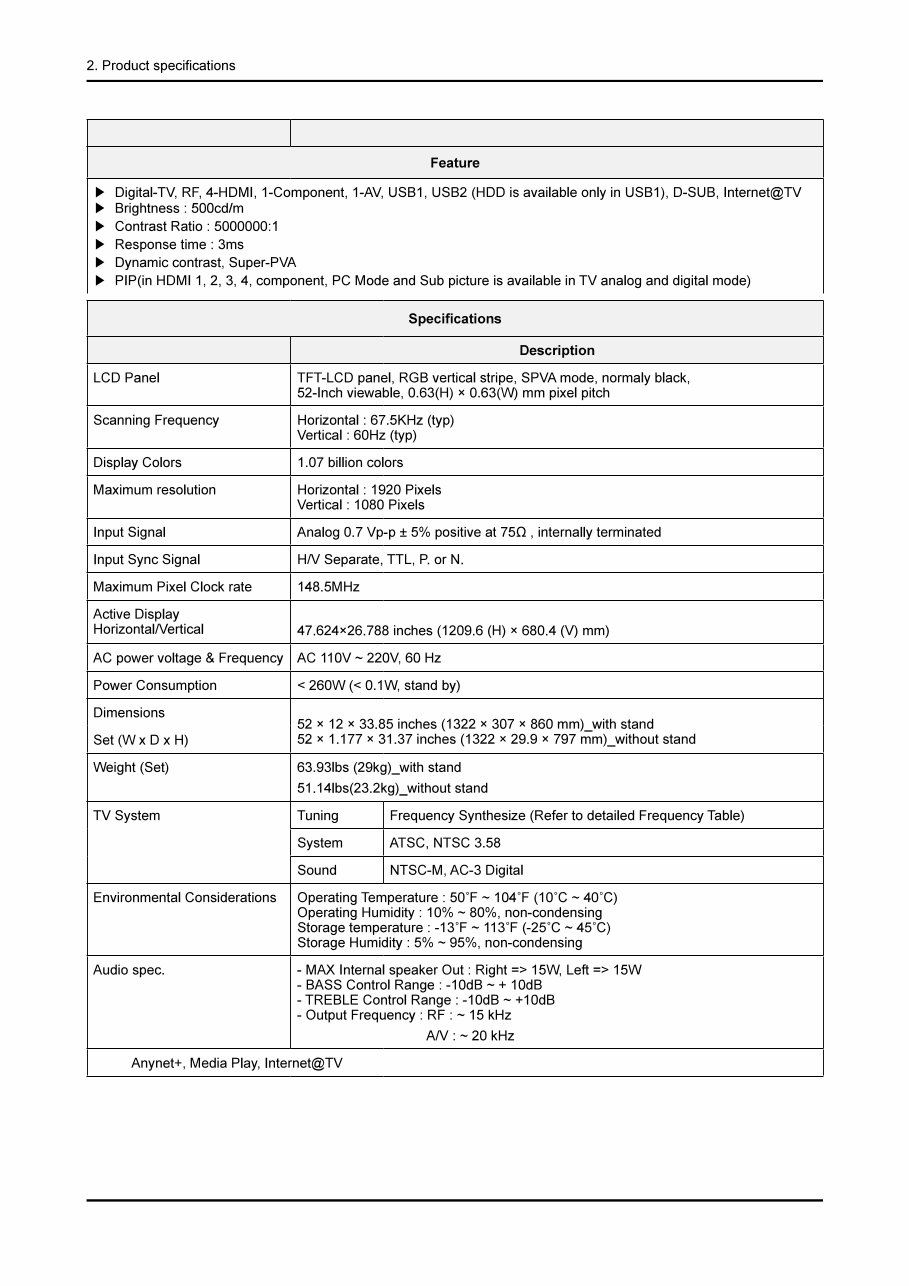 Samsung UN55B8000XF UN46B8000XF Led LCD TV Service Manual preview img 2