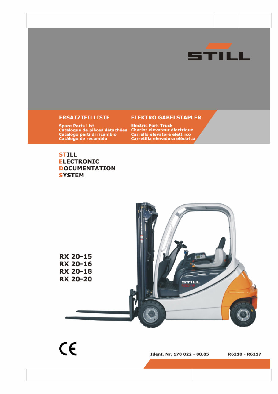 STILL RX 20 RX20 Lift FORK Truck Parts Part Manual preview img 1