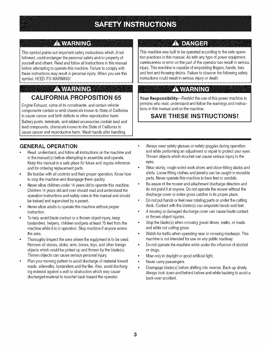 Craftsman 17.5HP Lawn Tractor Owners Manual preview img 3