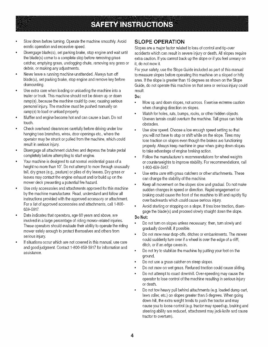 Craftsman 17.5HP Lawn Tractor Owners Manual preview img 4