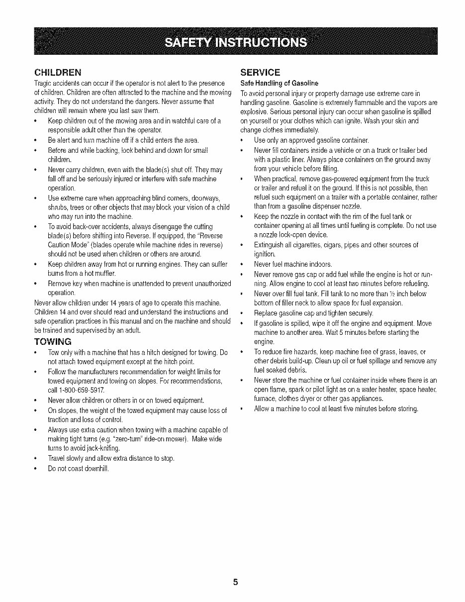 Craftsman 17.5HP Lawn Tractor Owners Manual preview img 5