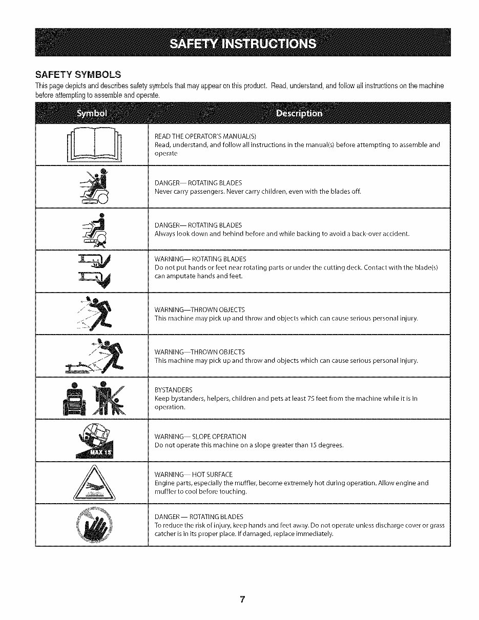 Craftsman 17.5HP Lawn Tractor Owners Manual preview img 7