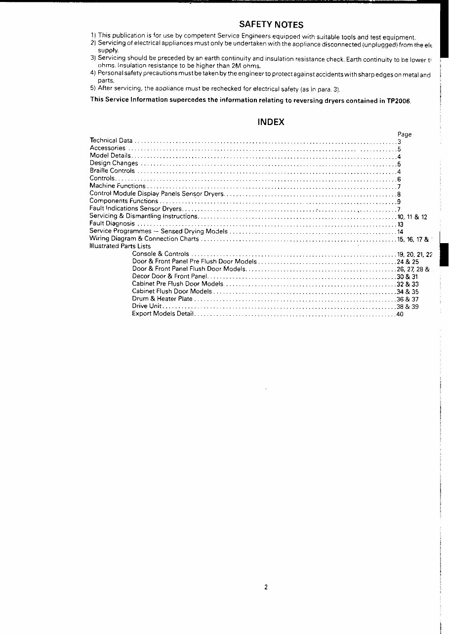 HOTPOINT 91B TUMBLE DRYERS Repair Manual preview img 2