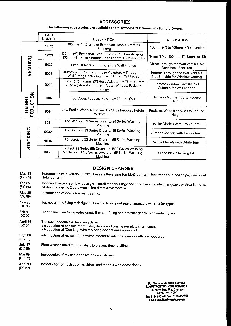 HOTPOINT 91B TUMBLE DRYERS Repair Manual preview img 5