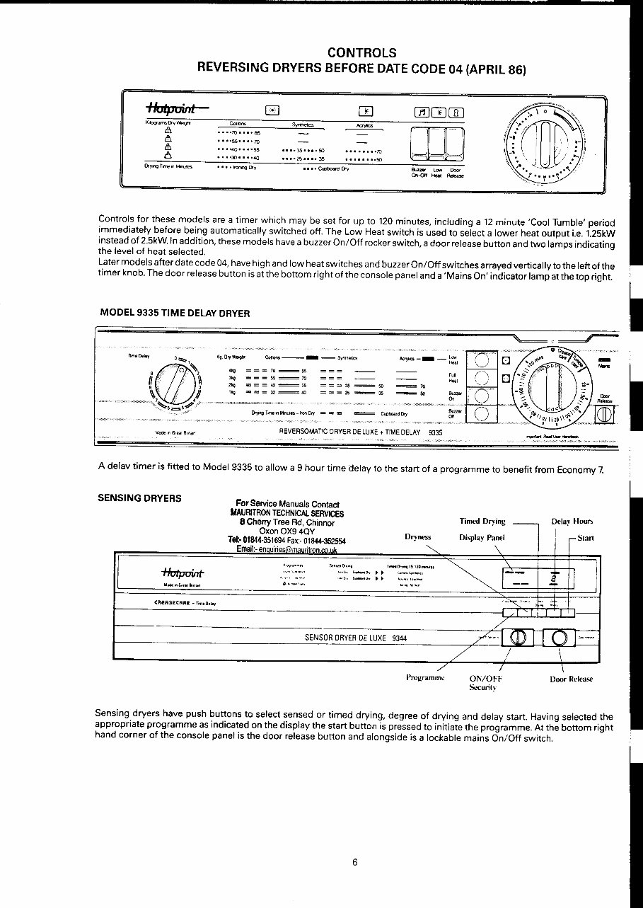 HOTPOINT 91B TUMBLE DRYERS Repair Manual preview img 6