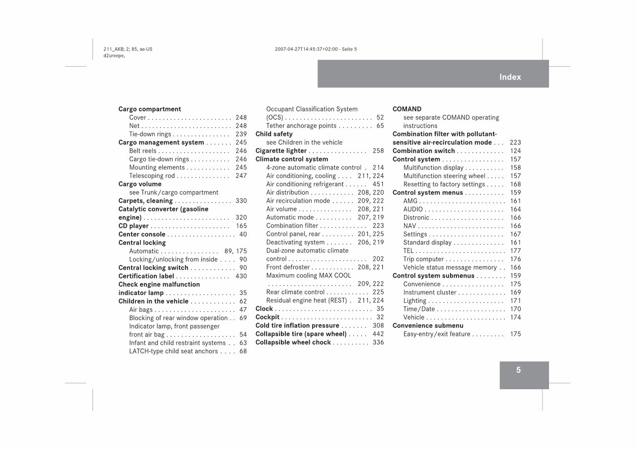2019 MERCEDES E CLASS OWNERS MANUAL PDF visual data 7