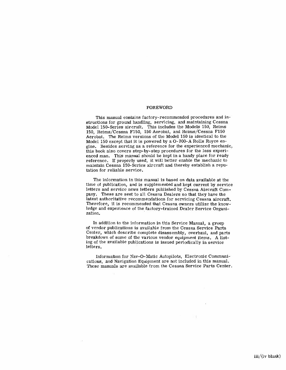 Cessna 150 Service Repair Manual 19691976 Cessna 150 S Book