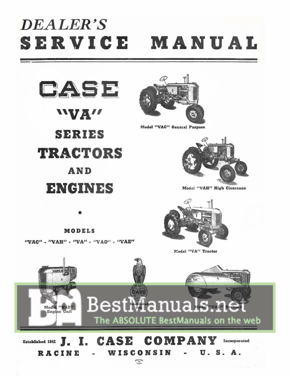 Case VA Series Tractor & Engine Service Repair Manual
