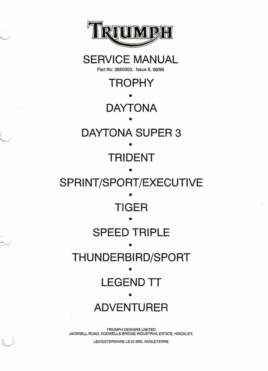 TRIUMPH Motorcycle Service Repair Manual Manuals Online