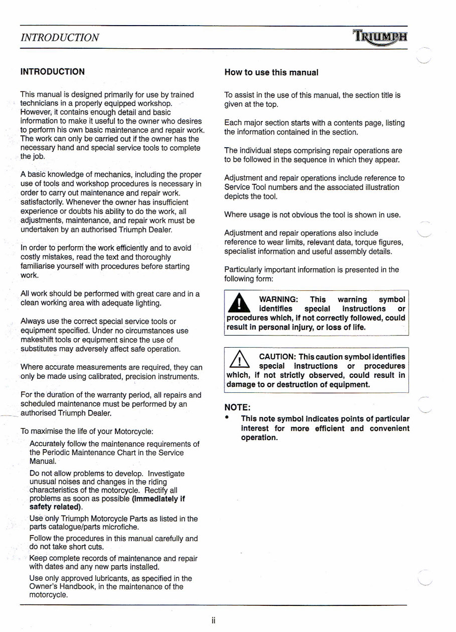 TRIUMPH Motorcycle Service Repair Manual Manuals Online
