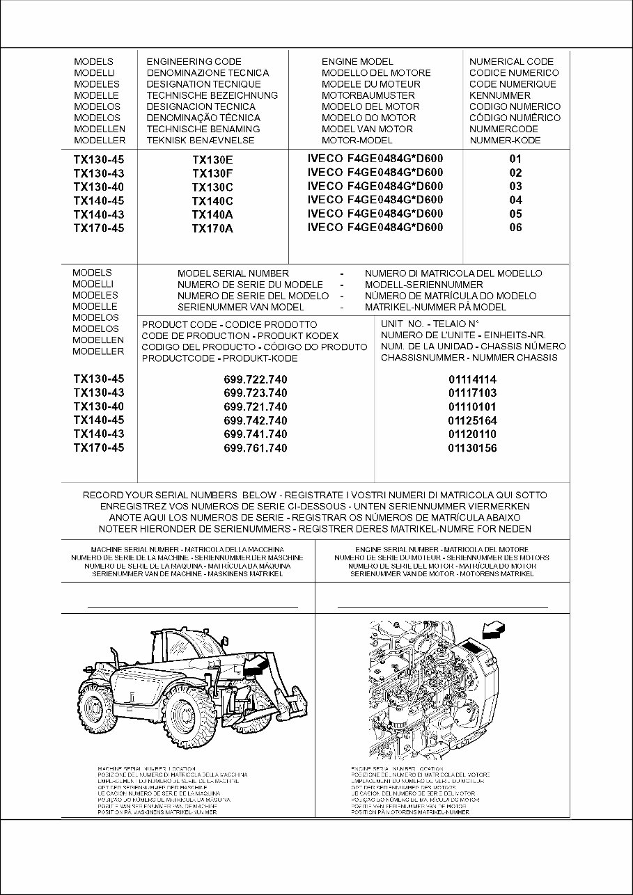 CASE TX140 45 TURBO TELEHandLER Parts Catalog Manual