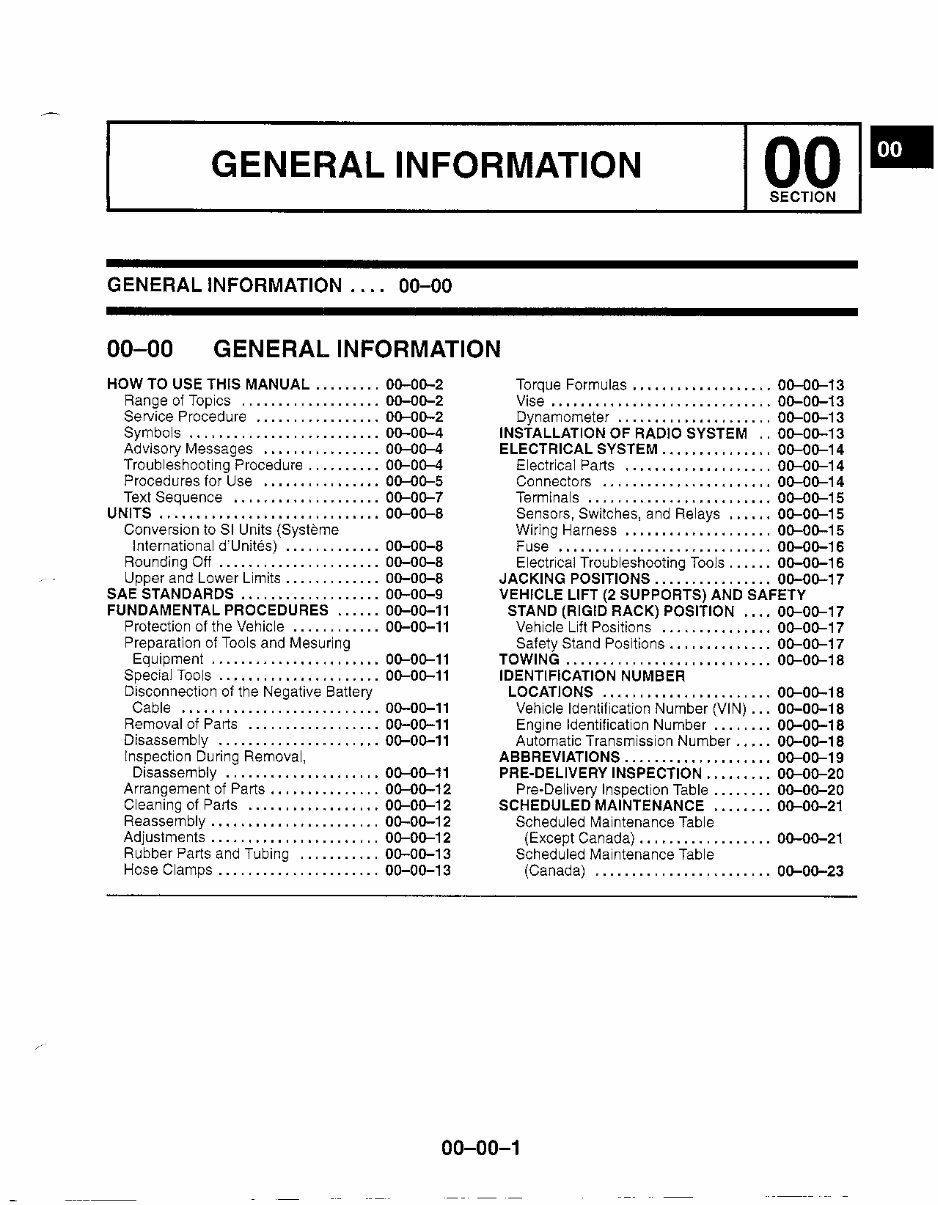 1999 2001 MAZDA MX5 ( Miata) CAR Service / Repair Manual
