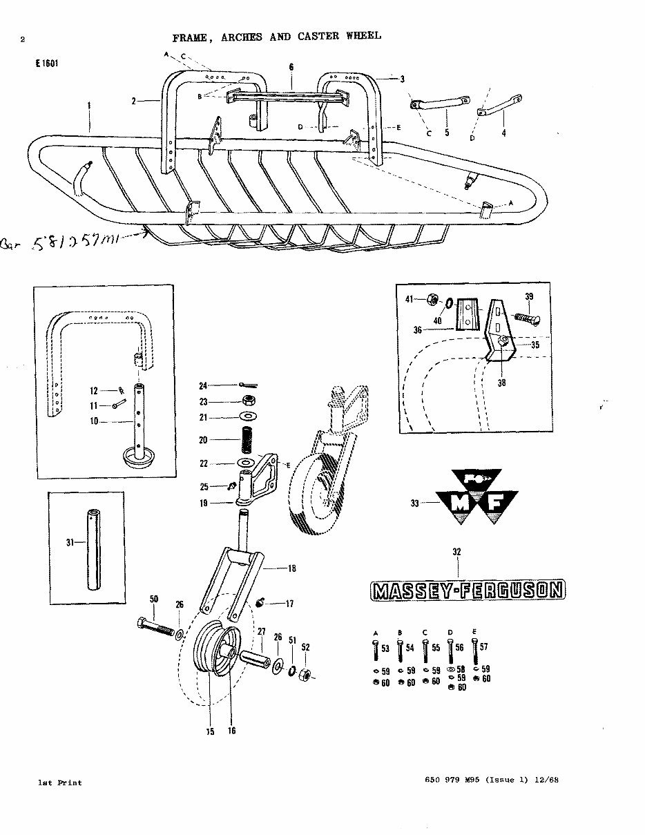 MASSEY FERGUSON MF 25 SIDE DELIVERY RAKE Parts Manual 650979M95