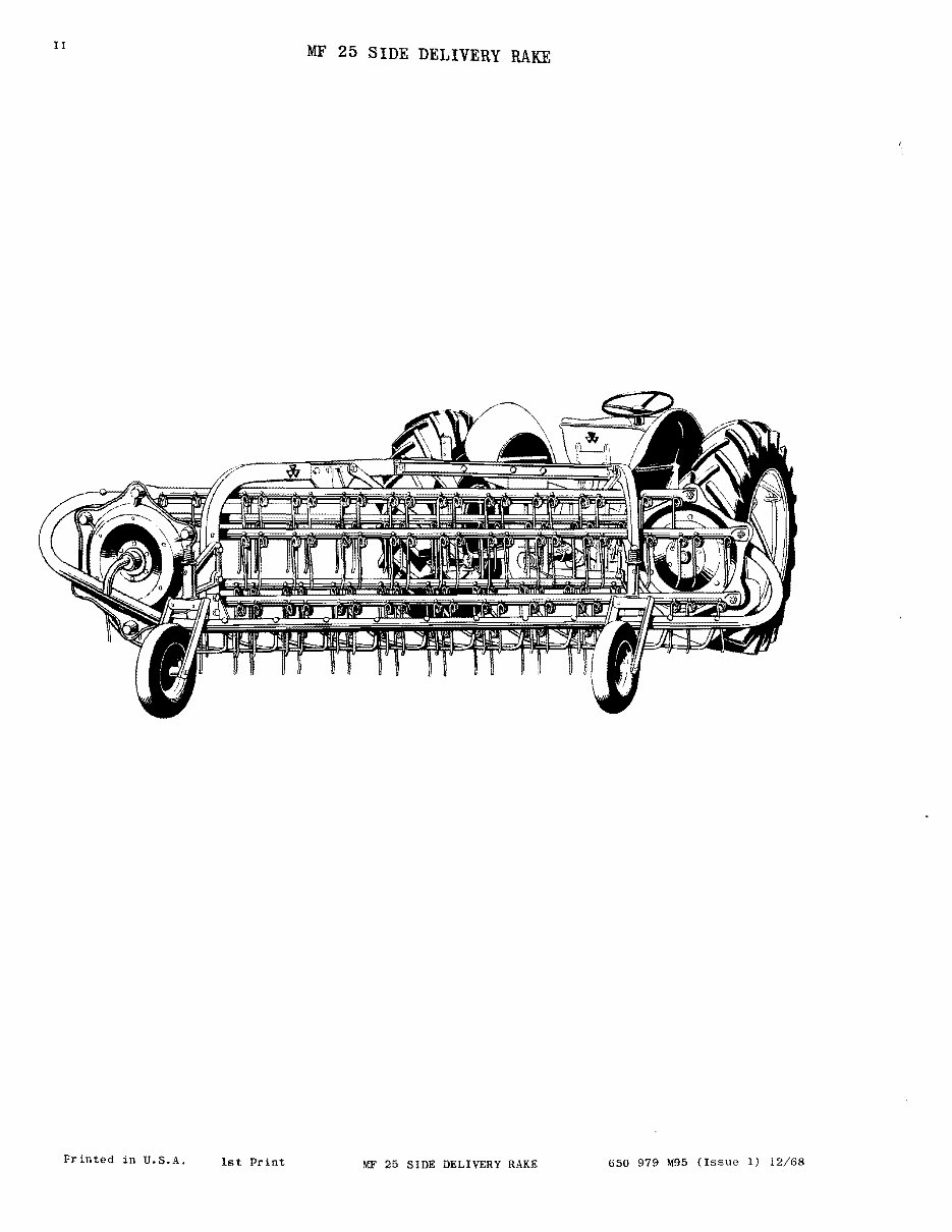 MASSEY FERGUSON MF 25 SIDE DELIVERY RAKE Parts Manual 650979M95