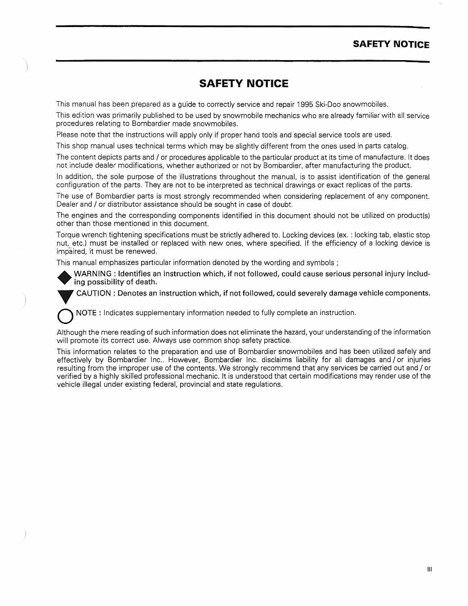 1995 Ski Doo Snowmobile Repair Manual Manuals Online