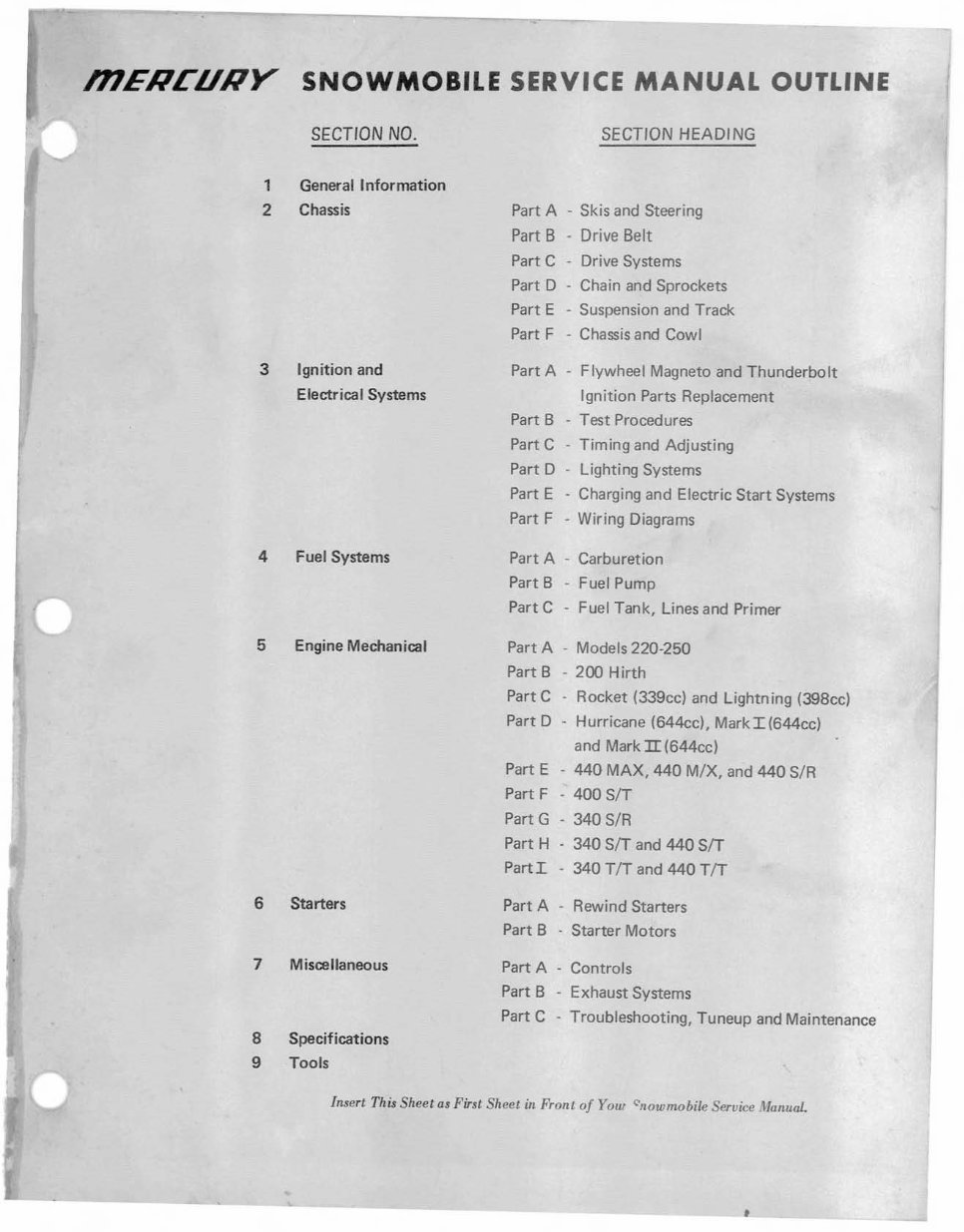 19741976 Mercury Snowmobile Repair Manual Manuals Online