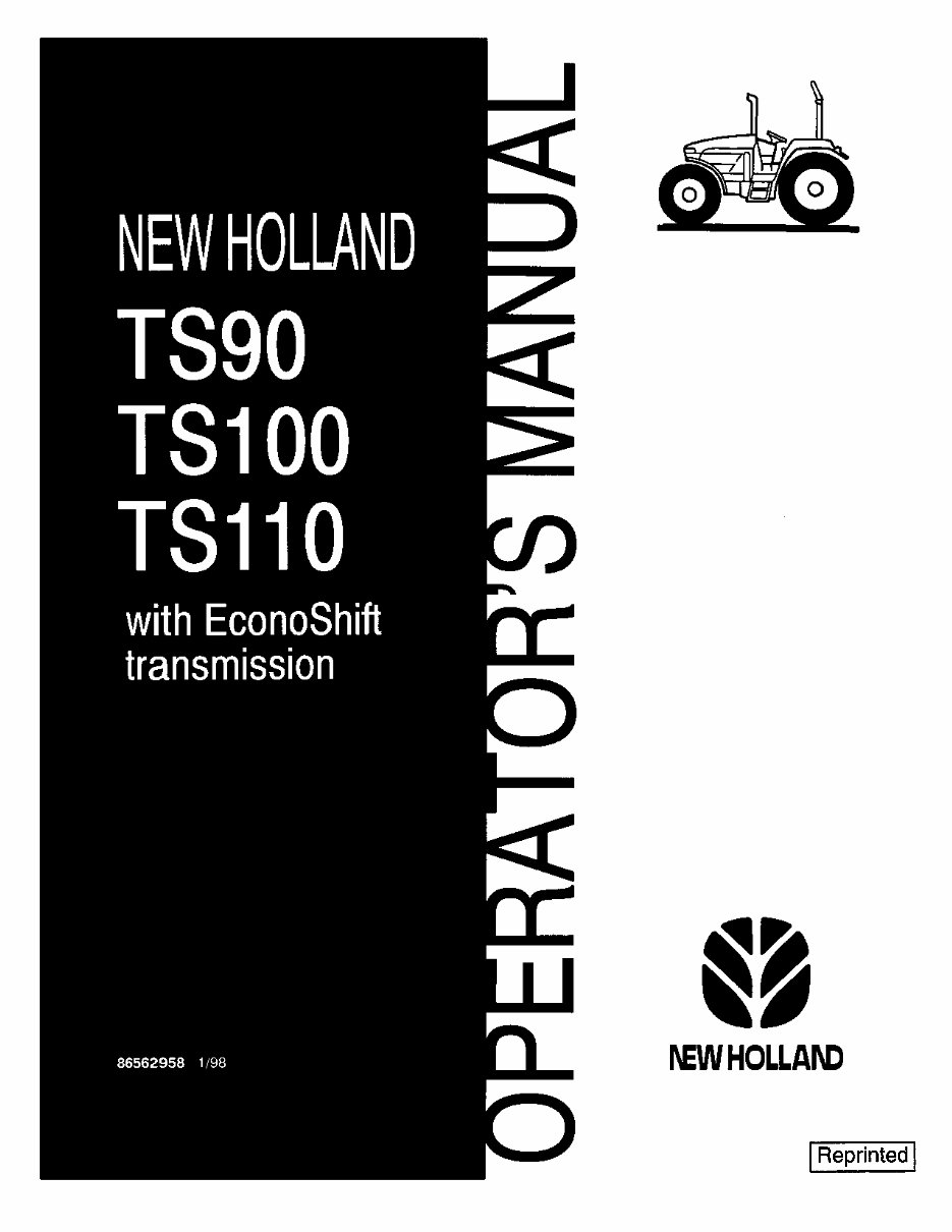 NEW HOLLand TS90 TS100 TS110 Tractor With ECONOSHIFT Transmission