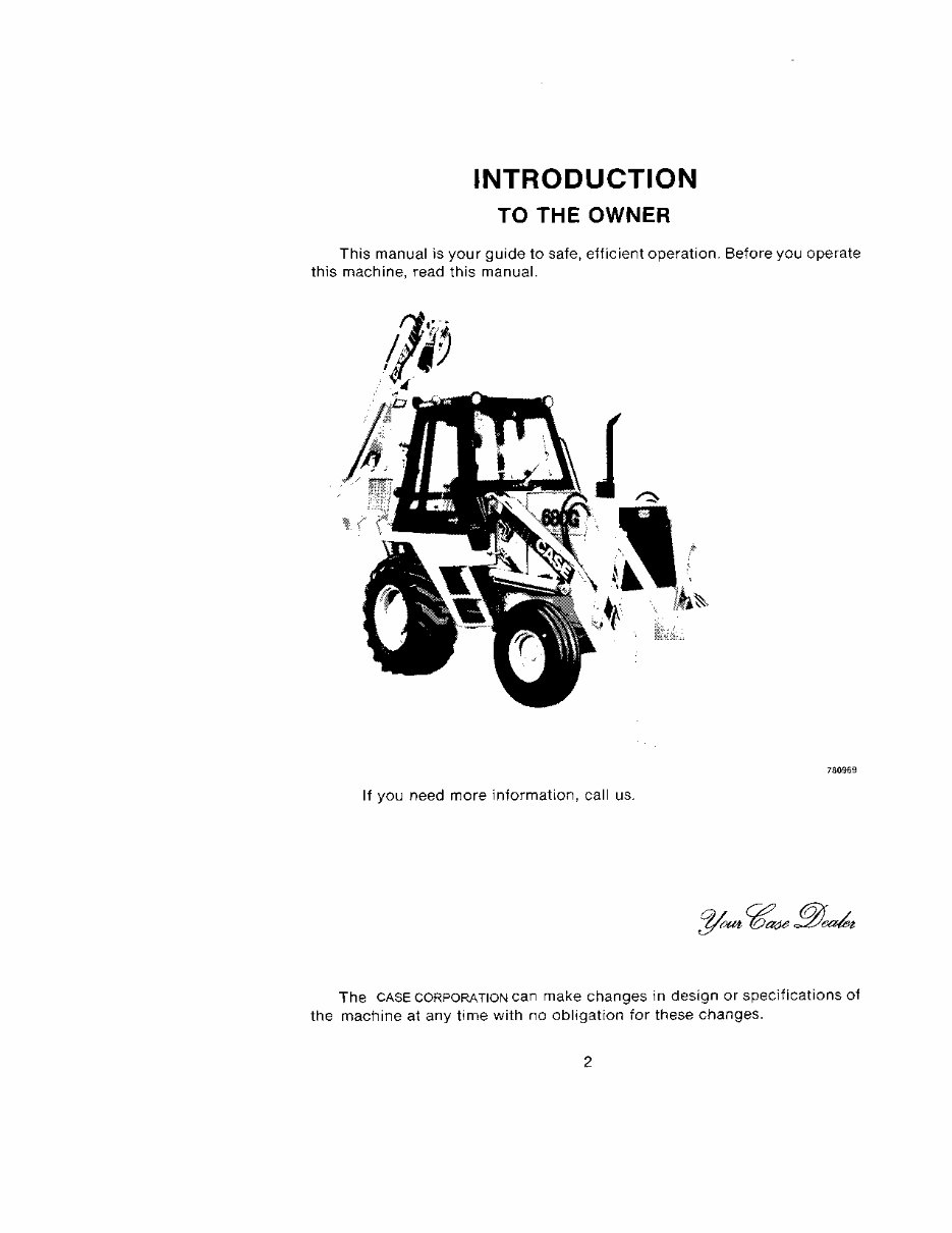 CASE 680G Loader Backhoe Operators Manual
