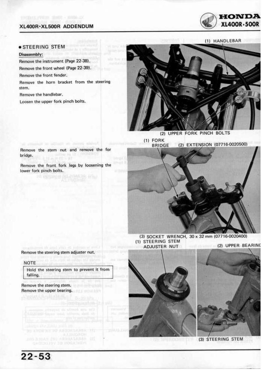 1982 Honda Xl400r And Xl500r Service Repair Manual