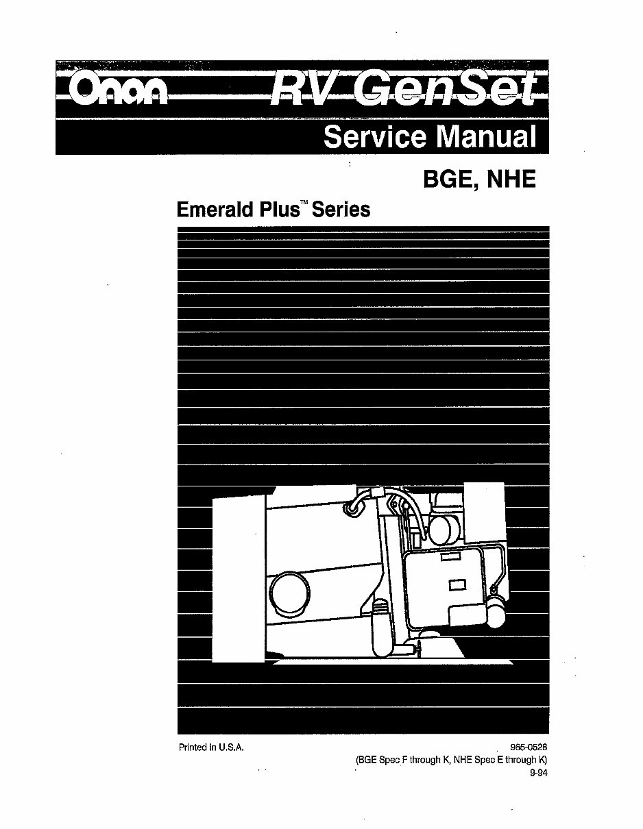 Onan BGE, NHE Service Manual Cummins Onan Emerald Plus Series Generator