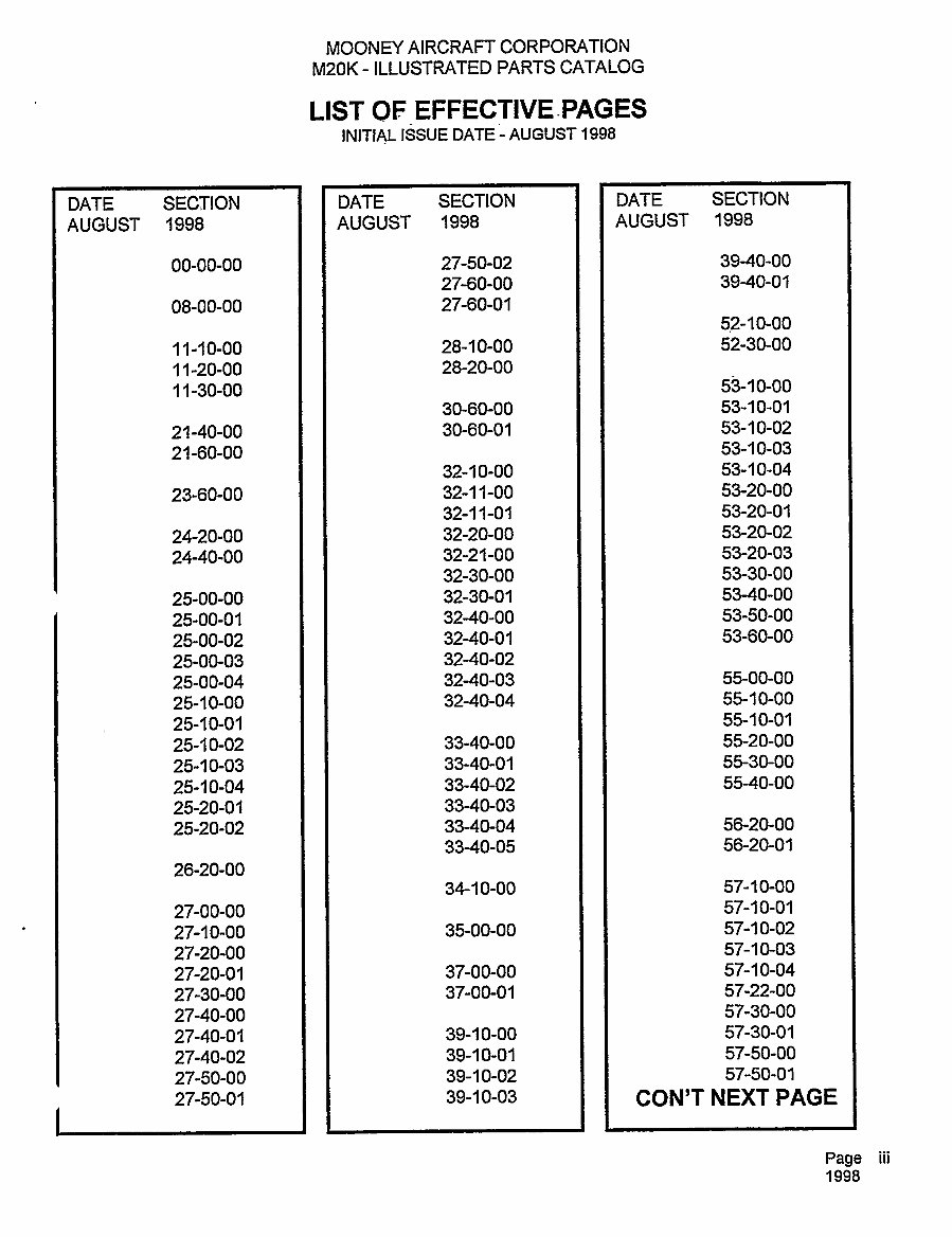 Mooney M20K 231 252 IPC parts catalog manual