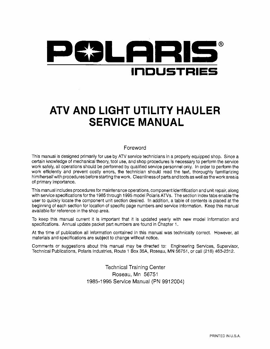 2022 POLARIS SPORTSMAN 450 SERVICE MANUAL PDF FREE DOWNLOAD visual data 5