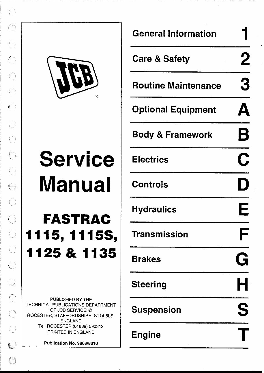 JCB FASTRAC 1125 Service and Repair Manual Manuals Online