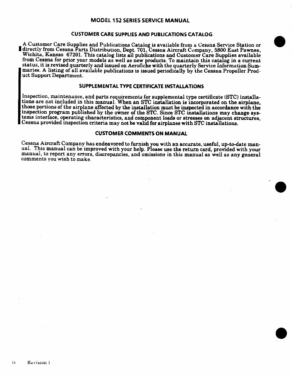 Cessna 152 Aircraft Complete Service Repair Manual 1978 1979