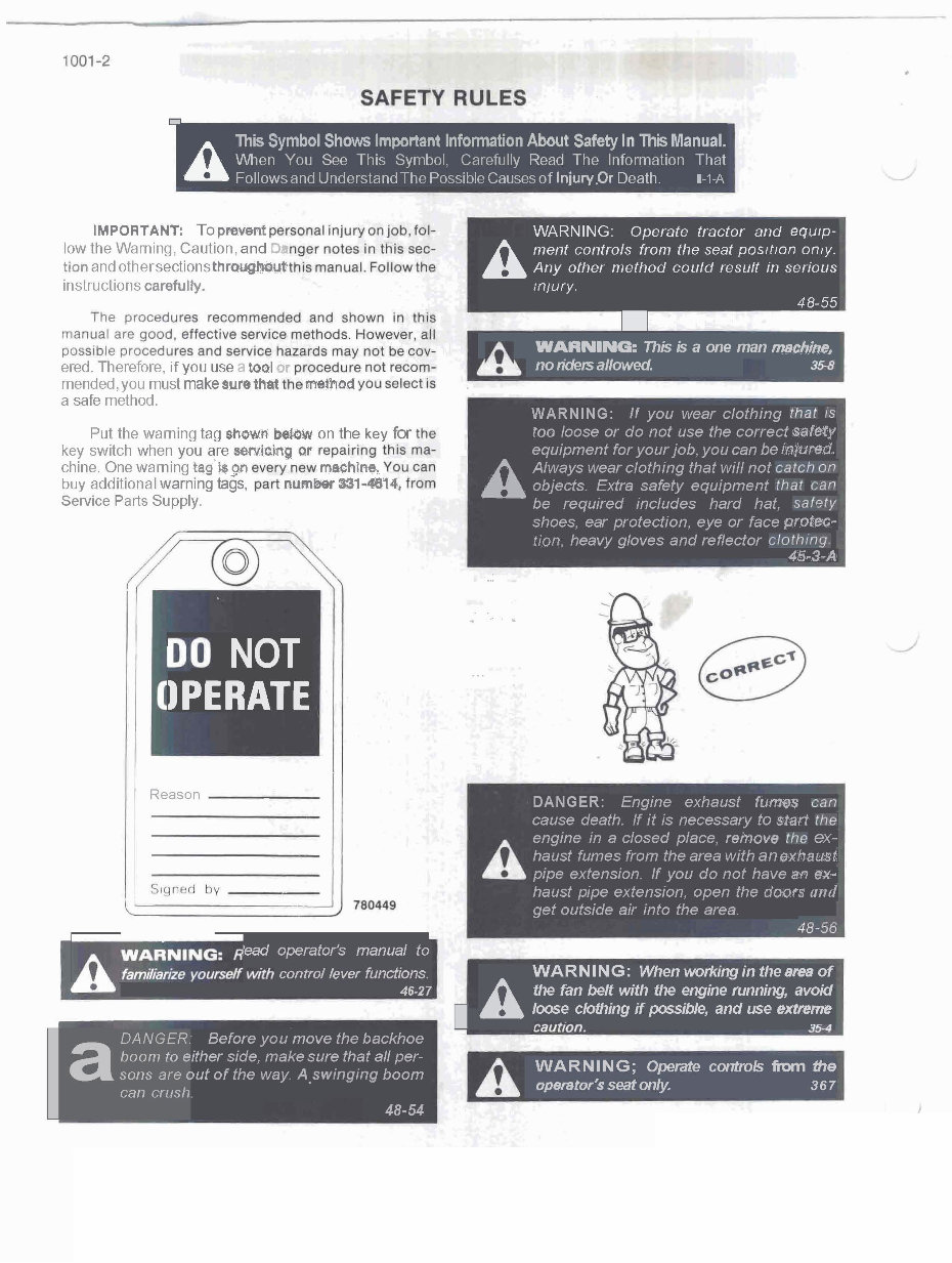 CASE Tractor 580D 580 CK Loader BACKHOE DIGGER Repair Service