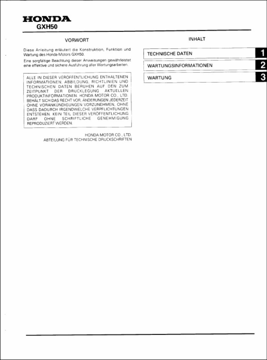 Honda GXH50 Horizontal Shaft Engine Repair Manual