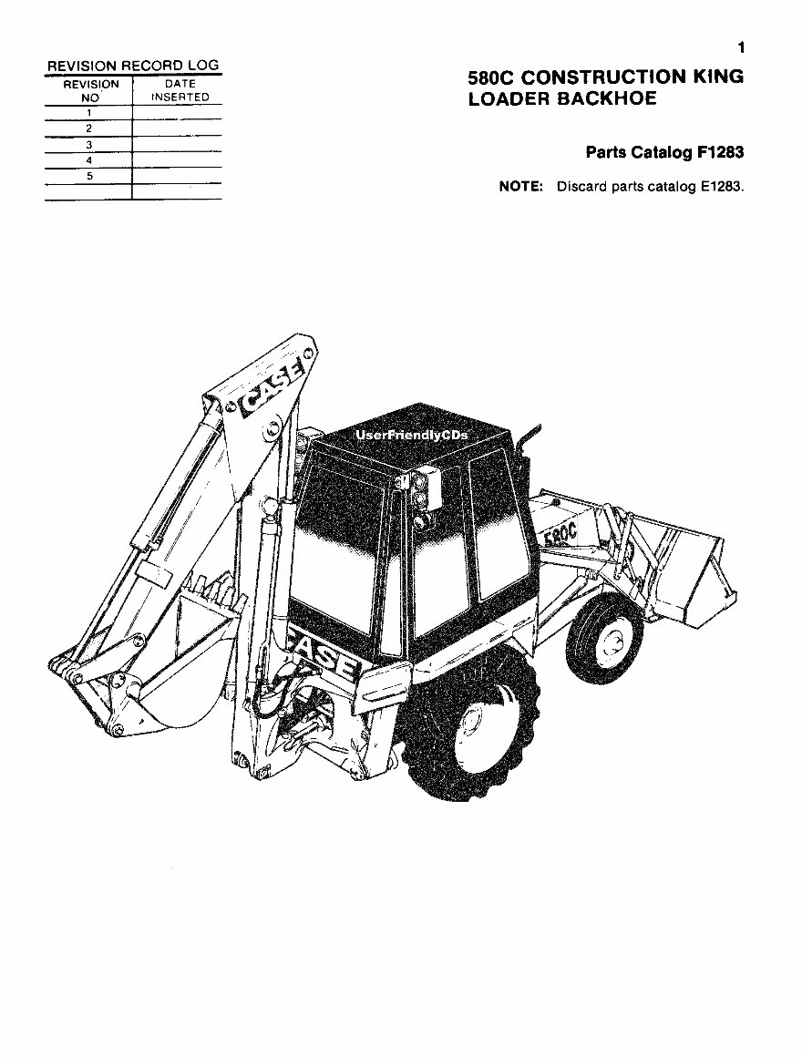 CASE 580C CONSTRUCTION KING BACKHOE Parts Catalog Manual