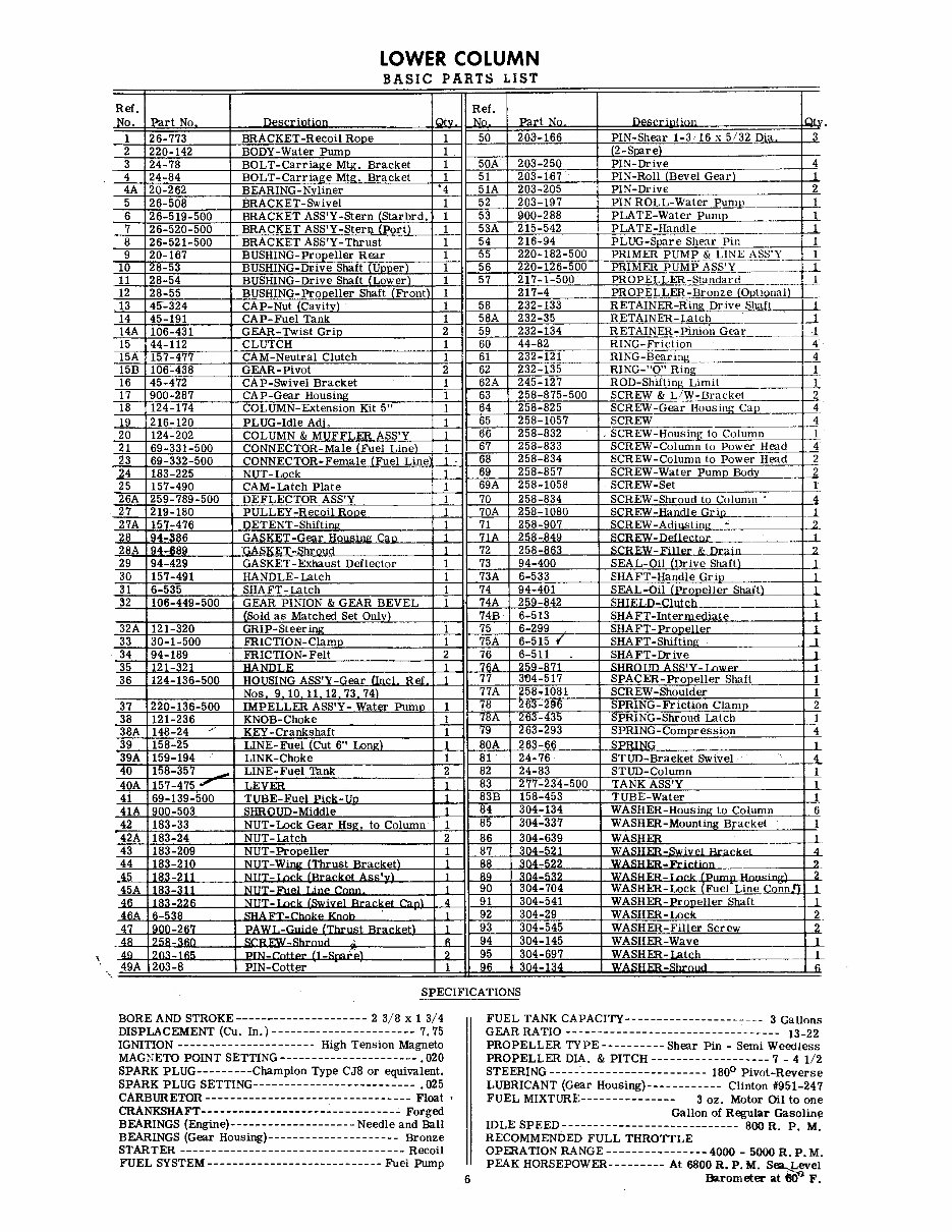 Clinton outboard K700 7 hp owners & parts manual