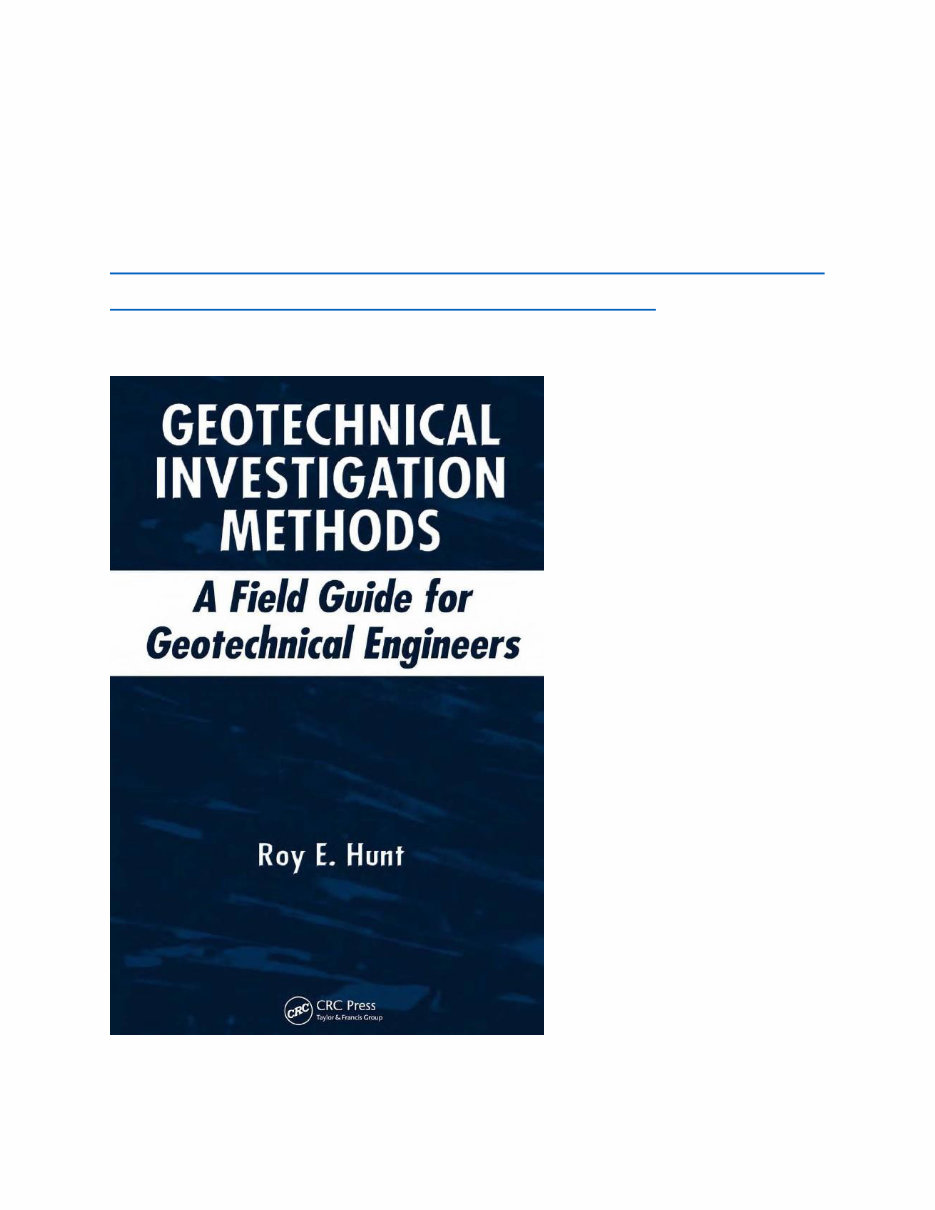 Geotechnical Investigation Methods A Field Guide