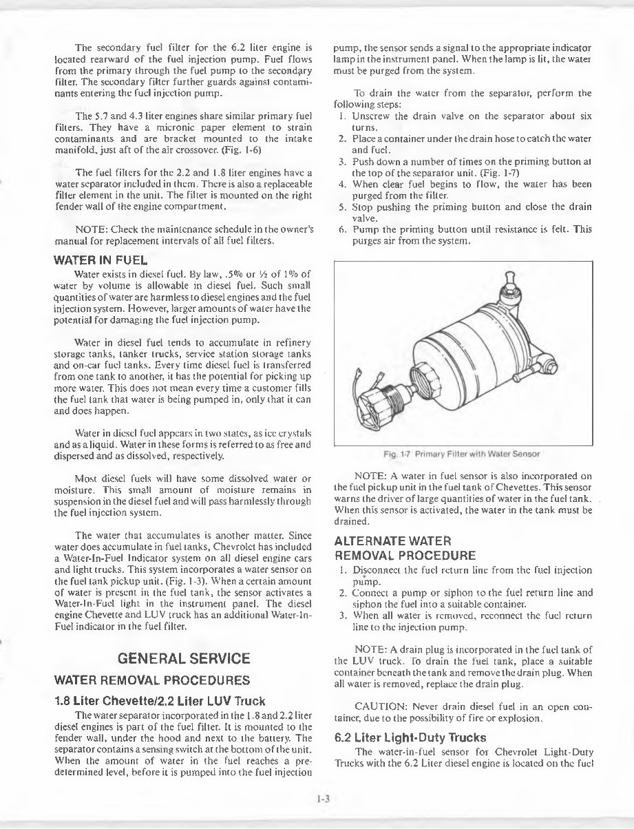 Chevrolet Diesel Engine Fuel Systems Service Repair Manual