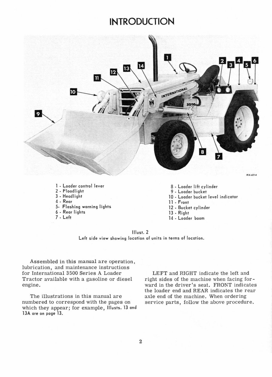 IH International 3500 Series A Loader Tractor Operators Owner