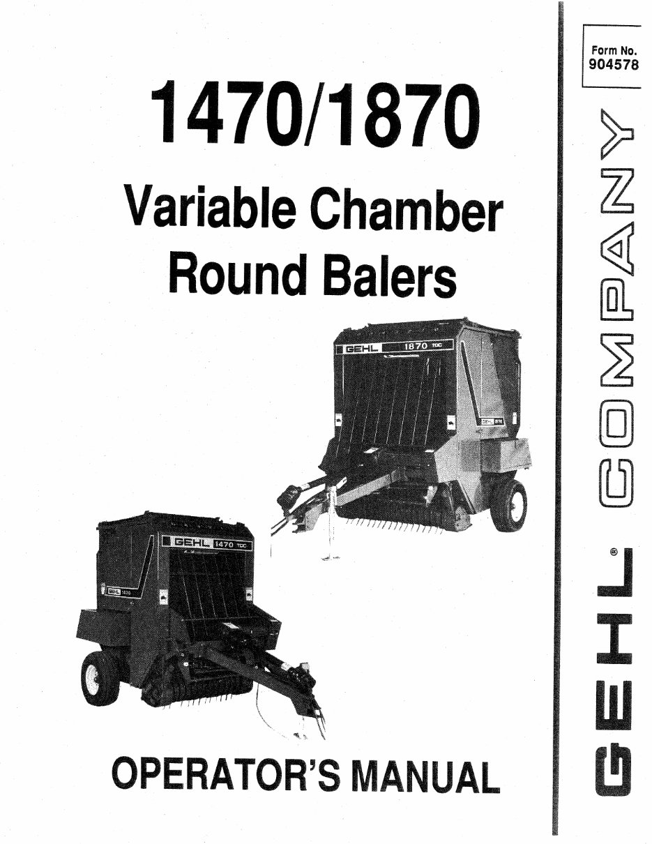 Gehl 1470 and 1870 Round Baler Manual Manuals Online